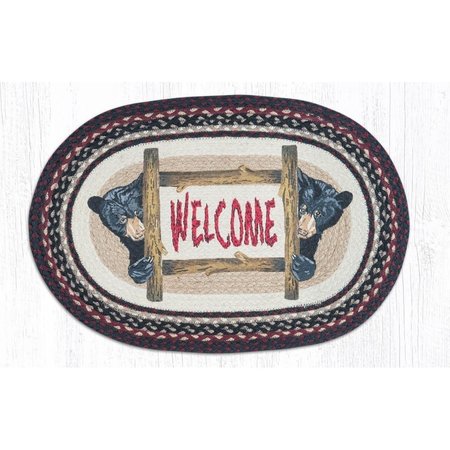 CAPITOL IMPORTING CO 20 x 30 in. Jute Oval Bear Welcome Patch 65-344BW